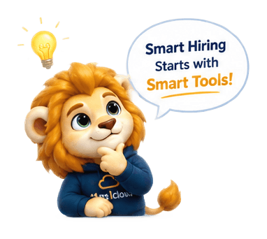 The AtsIcloud lion with a lightbulb: "Smart hiring starts with smart tools!"