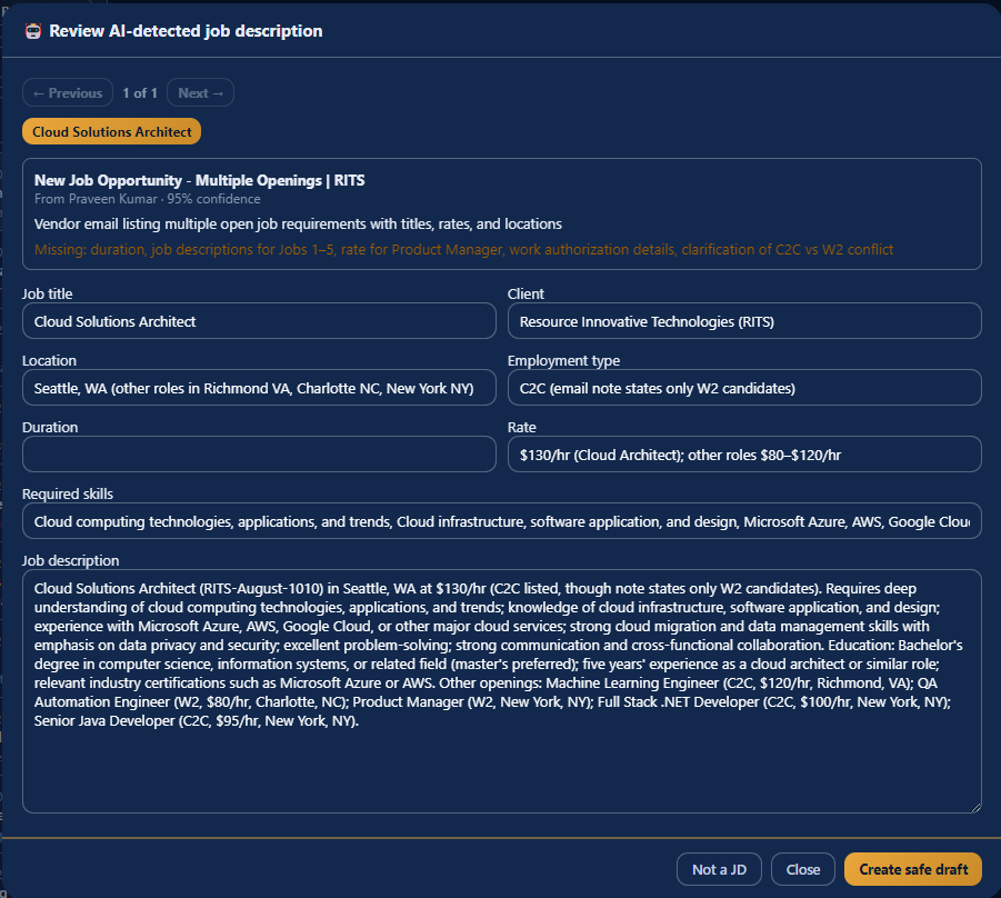 Inbox, Review AI drafts